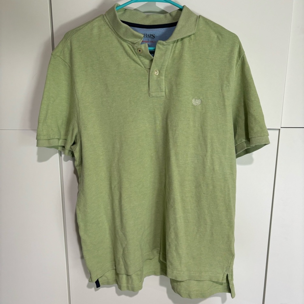 Chaps Mens Everyday Polo Shirt Top Green Cotton Large Golf Dad Grandpa Sports
